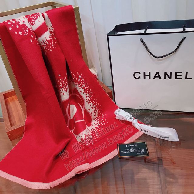 CHANEL圍巾 2019年新品素雅山茶花 香奈兒羊絨混紡長圍巾 CHANEL女圍巾  llwj6610